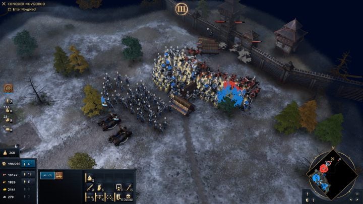 Gdy dotrzecie pod Nowogród zniszczcie drewniana fortyfikację miasta - Age of Empires 4: Fall of the Novgorod Republic (The Rise of Moscow) - solucje - Age of Empires 4 - poradnik do gry
