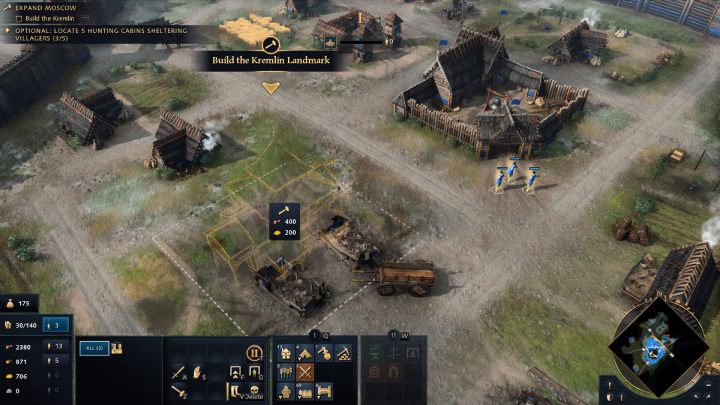 Gdy zbierzecie 700 sztuk drewna, pojawią się nowe cele misji - Age of Empires 4: Rebuilding Moscow (The Rise of Moscow) - solucje - Age of Empires 4 - poradnik do gry