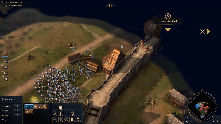 Nakażcie taranom niszczenie bramy, resztą wojska ochraniajcie machiny przed atakami wroga - Age of Empires 4: The Fall of Bayeux (The Normans) - solucja, opis przejścia - Age of Empires 4 - poradnik do gry