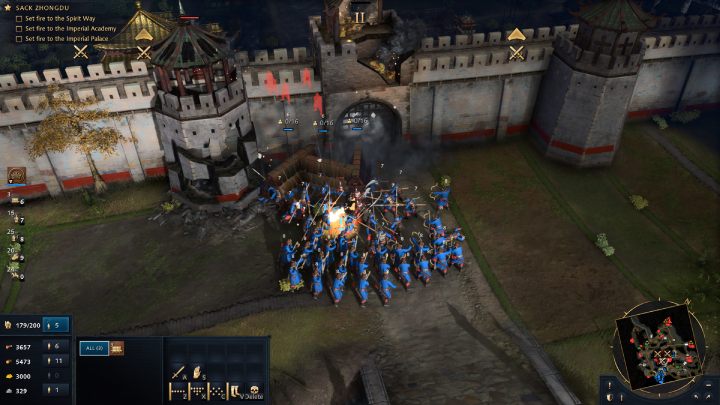 Podzielcie wojsko na 2 grupy, wybudujcie kilka taranów i zaatakujcie bramy miasta - Age of Empires 4: The Battle of Zhongdu (The Mongol Empire) - solucja - Age of Empires 4 - poradnik do gry