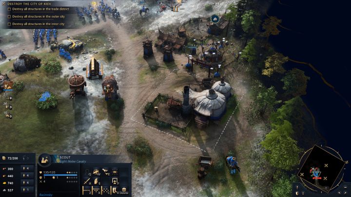 Postawcie namiot Ger przy kopalni złota i zatrudnijcie Mieszkańców do zbierania surowców - Age of Empires 4: The Siege of Kiev (The Mongol Empire) - solucja - Age of Empires 4 - poradnik do gry