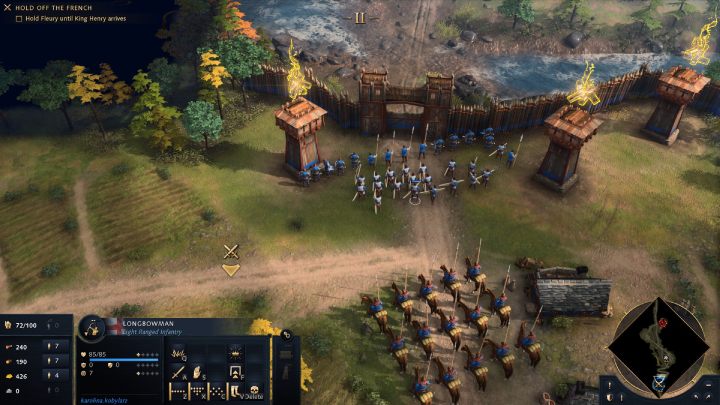 Po rozpoczęciu misji upewnijcie się, że wszyscy robotnicy i żołnierze znajdują się w forcie Fleury - Age of Empires 4: The Battle of Bremule (The Normans) - solucja, opis przejścia - Age of Empires 4 - poradnik do gry