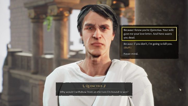 Rozmowę z mężczyzną zacznijcie od I want you to withdraw from the election - The Forgotten City: Quinctius - solucja, opis przejścia - The Forgotten City - poradnik do gry