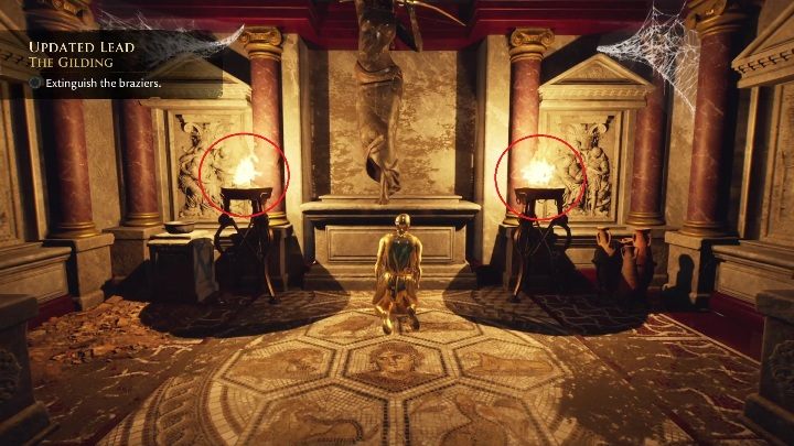 Następnie zgaście oba płomienie, które oznaczyliśmy na screenie powyżej - The Forgotten City: Golden Bow - jak zdobyć? - The Forgotten City - poradnik do gry