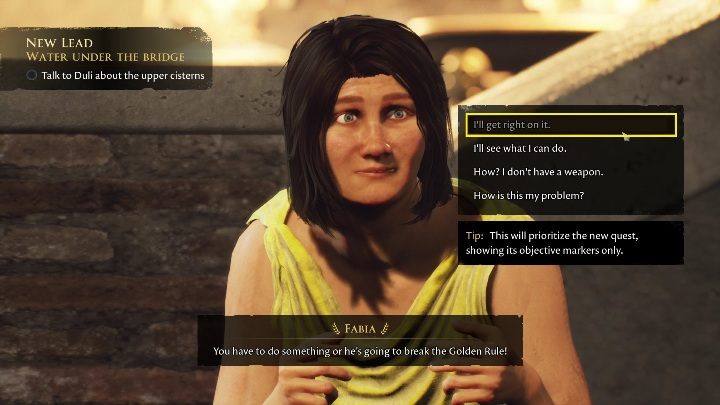 Rozmowę zaczniecie tak samo jak ostatnio - The Forgotten City: Lekarstwo na reumatyzm - solucja, opis przejścia - The Forgotten City - poradnik do gry