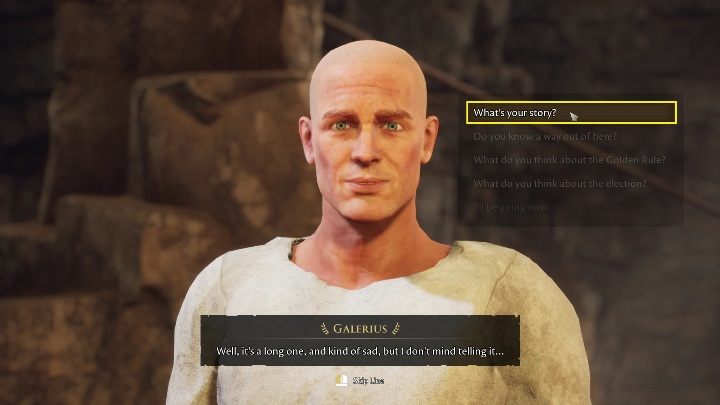 Galeriusa spotkacie przy wyjściu ze świątyni albo spacerującego po farmie, zaraz koło sporego zbiornika wodnego - The Forgotten City: Rozmowy z mieszkańcami - solucja, opis przejścia - The Forgotten City - poradnik do gry