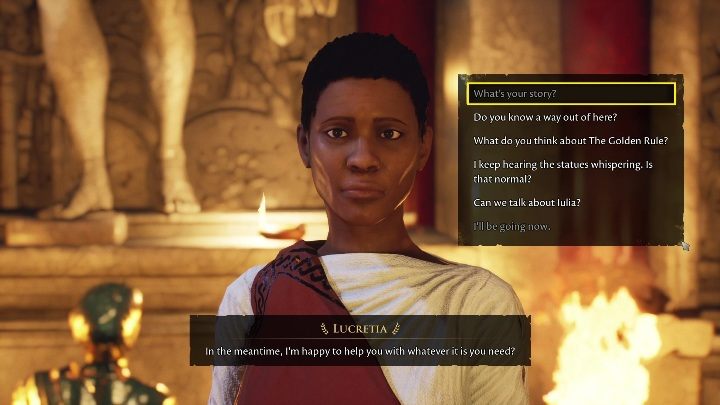 Lucretia najlepiej jest w swoim mieszkaniu albo zaraz przed nim - The Forgotten City: Rozmowy z mieszkańcami - solucja, opis przejścia - The Forgotten City - poradnik do gry