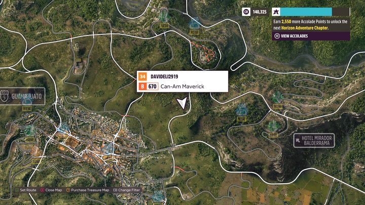 Zapomniany wóz znajduje się w widocznym miejscu na mapie (kursor gracza) - Forza Horizon 5: Wszystkie zapomniane wozy - lista - Forza Horizon 5 - poradnik do gry