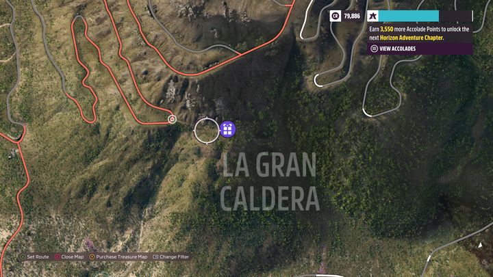 Stodoła z zapomnianym wozem znajduje się na szycie wulkanu La Gran Caldera (nad literą L w słowie La) - Forza Horizon 5: Wszystkie zapomniane wozy - lista - Forza Horizon 5 - poradnik do gry