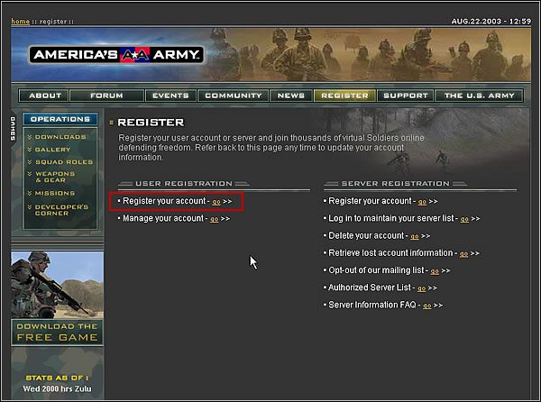 Otworzy się nowe okienko przeglądarki, w którym należy odpowiedzieć na pytanie, w jaki sposób stałeś się posiadaczem gry - Krok pierwszy - utworzenie konta | Rejestracja | Americas Army Operations - Americas Army: Operations - poradnik do gry