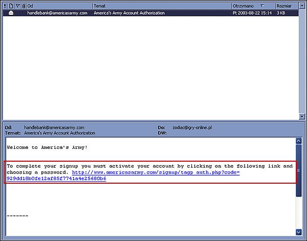 Zostaniesz od razu skierowany na stronę www - Krok drugi - aktywacja konta | Rejestracja | Americas Army Operations - Americas Army: Operations - poradnik do gry