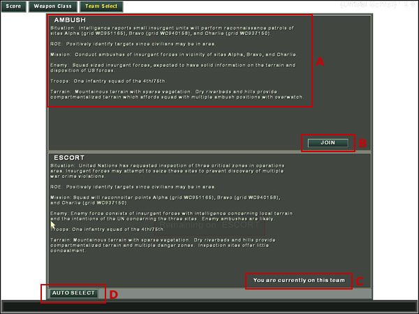 A - tutaj znajduje się opis (po angielsku) celów misji dla grupy ofensywnej - Wybór Strony konfliktu | Rozgrywka | Americas Army Operations - Americas Army: Operations - poradnik do gry