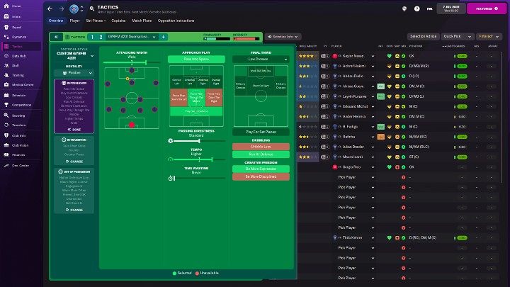 Jeśli z jakiegoś powodu nie jesteście do końca zadowoleni z ustawienia Waszej drużyny, możecie zmieniać poszczególne opcje w oknie taktyka (Tactics) - Football Manager 2022: Taktyka - Football Manager 2022 - poradnik do gry