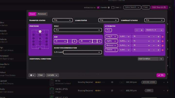 Jeśli szukacie konkretnych zawodników, którzy muszą dysponować określonymi atrybutami, warto skorzystać z zaawansowanego wyszukiwania i zawęzić wyniki - wystarczy kliknąć przycisk Edycja wyszukiwania (Edit Search), który znajduje się w prawym górnym rogu ekranu - Football Manager 2022: Scouting - Football Manager 2022 - poradnik do gry