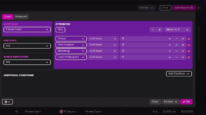 Aby nieco ułatwić sobie zadanie i zawęzić wyniki, warto skorzystać z zaawansowanego wyszukiwania, do którego można przejść poprzez kliknięcie przycisku Edycji wyszukiwania (Edit Search), w prawym górnym rogu ekranu - Football Manager 2022: Personel Backroom Staff - Football Manager 2022 - poradnik do gry