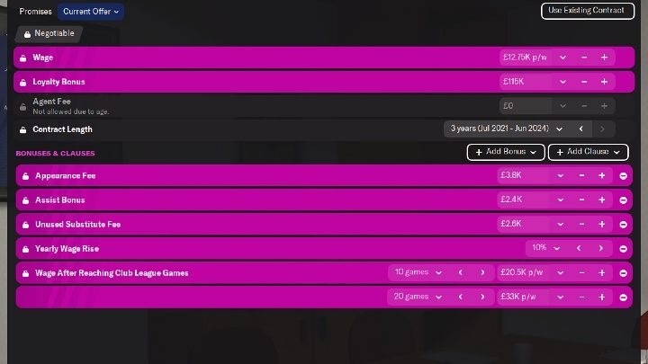 Agent oczywiście nie zgodził się na naszą propozycję, ale w dalszej części negocjacji obniżył swoje oczekiwania, co można zauważyć na powyższym obrazku - Football Manager 2022: Negocjowanie kontraktów - Football Manager 2022 - poradnik do gry