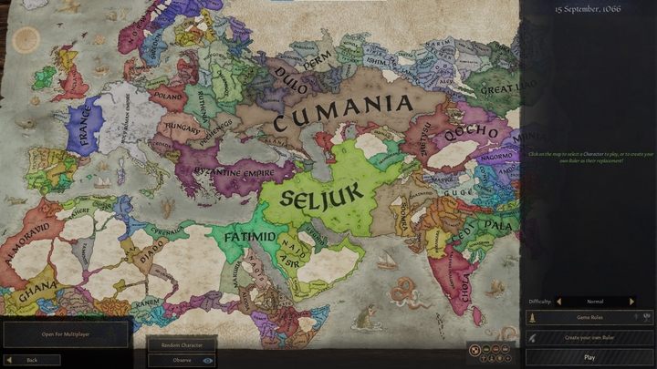 Ekran swobodnego wyboru postaci w roku 1066. - Crusader Kings 3: Uruchomienie pierwszej rozgrywki - Crusader Kings 3 - poradnik do gry