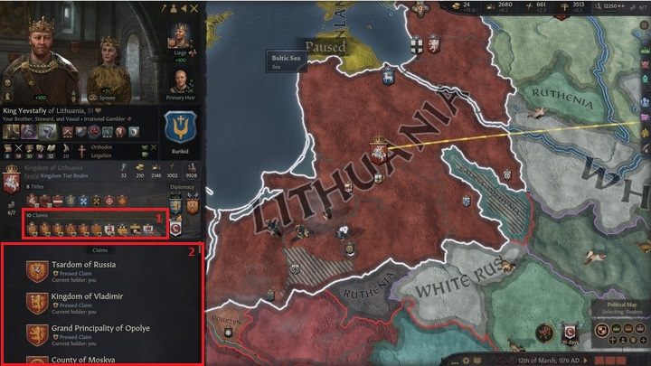 Roszczenia jakimi dysponuje dany władca możecie sprawdzić w jego karcie postaci - Crusader Kings III: Tytuły - Crusader Kings 3 - poradnik do gry