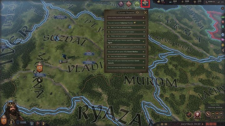Jedynym wyjątkiem od powyższego opisu jest kolorowa ikona z cyfrą w środku - Crusader Kings 3: Opis interfejsu - Crusader Kings 3 - poradnik do gry
