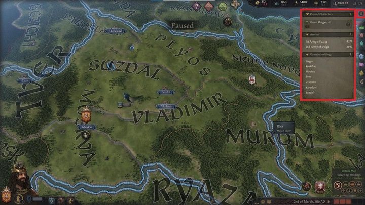 Na samej górze znajduje się niepozorna ikona outlinera - Crusader Kings 3: Opis interfejsu - Crusader Kings 3 - poradnik do gry