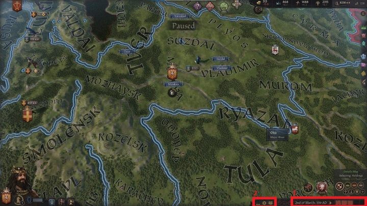 W prawym dolnym rogu ekranu znajdziesz kolejny zestaw informacji i przełączników - Crusader Kings 3: Opis interfejsu - Crusader Kings 3 - poradnik do gry