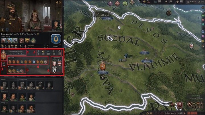 Schodząc niżej trafisz do sekcji odnoszącej się w zasadzie do stanu posiadania postaci - Crusader Kings 3: Opis interfejsu - Crusader Kings 3 - poradnik do gry