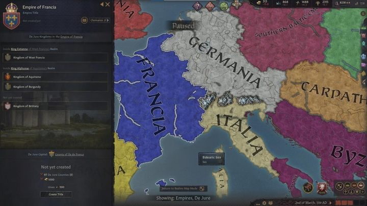 Widok imperiów - Crusader Kings 3: Tryby mapy - Crusader Kings 3 - poradnik do gry