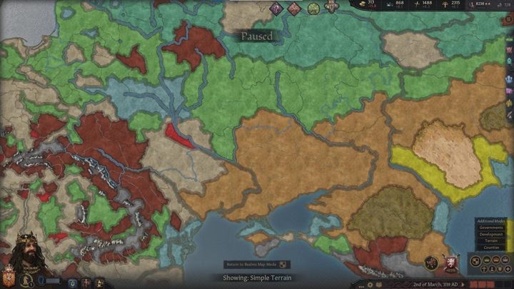 Widok ukształtowania terenu - Crusader Kings 3: Tryby mapy - Crusader Kings 3 - poradnik do gry