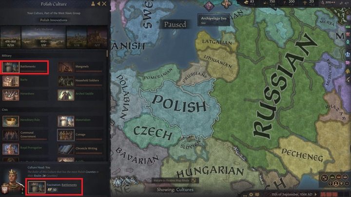 Jak widzisz w roku 1066 sytuacja kulturowa jest dość jasna - na całym obszarze Twojego królestwa panuje jednolita kultura polska - Crusader Kings 3: Pierwsze kroki - Crusader Kings 3 - poradnik do gry