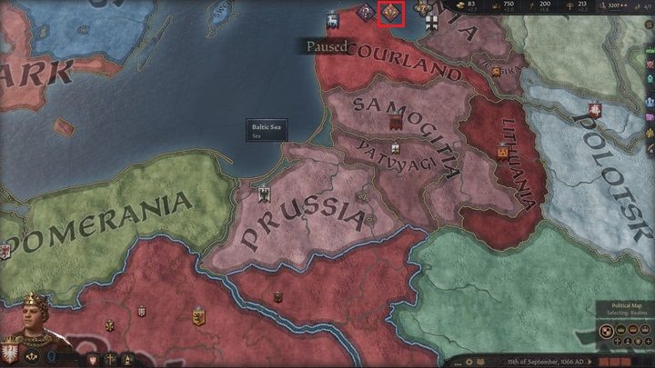 Pomarańczowa ikona z trzema strzałkami pozwala na otwarcie okna stylu życia - Crusader Kings 3: Pierwsze kroki - Crusader Kings 3 - poradnik do gry