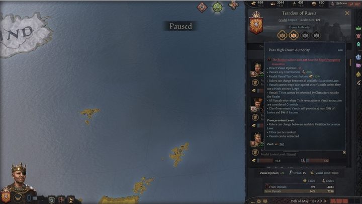 Innowacje potrzebne do wprowadzenia danego poziomu autorytetu możesz sprawdzić najeżdżając na niego kursorem. - Crusader Kings 3: Wasale - Crusader Kings 3 - poradnik do gry