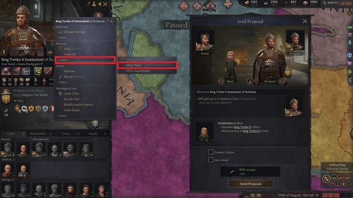 Nieco mniej wydajnym sposobem na poprawę opinii jest oddawanie w opiekę dzieci - Crusader Kings 3: Wasale - Crusader Kings 3 - poradnik do gry