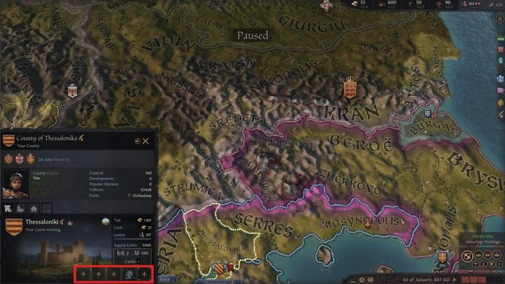 Zarządzanie budynkami odbywa się na poziomie poszczególnych baronii - Crusader Kings 3: Złoto i budynki - Crusader Kings 3 - poradnik do gry