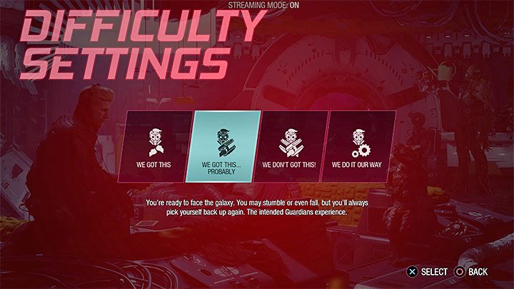 Gra Guardians of the Galaxy posiada 3 główne poziomy trudności - są one odpowiednikiem niskiego, średniego i wysokiego poziomu - Guardians of the Galaxy: Poziomy trudności - Guardians of the Galaxy - poradnik do gry