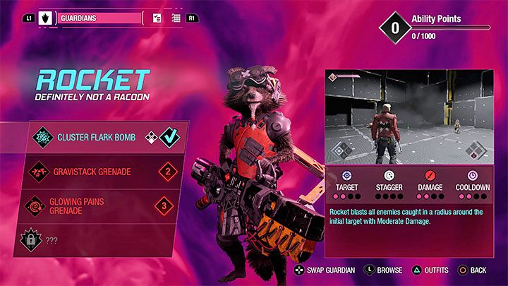 W oknach zdolności poszczególnych członków drużyny powinniście zauważyć, że początkowo wyświetlane są informacje jedynie na temat 3 z 4 ich zdolności - Guardians of the Galaxy: Jak odblokować czwartą zdolność? - Guardians of the Galaxy - poradnik do gry