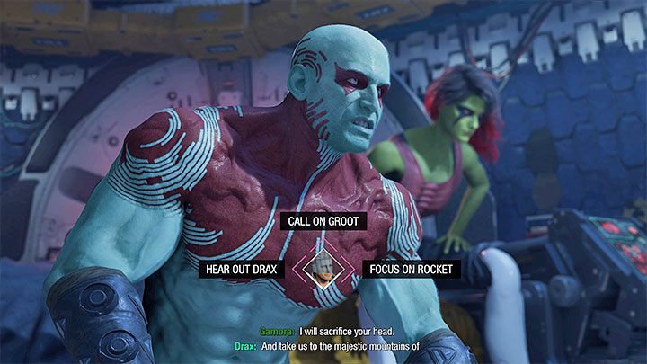 Jednym z unikalnych elementów w Guardians of the Galaxy jest to, że w grze pojawiają się różne wybory - dochodzi do nich w trakcie rozmów z NPC-ami oraz wyświetlania niektórych scenek przerywnikowych - Guardians of the Galaxy: Porady na start - Guardians of the Galaxy - poradnik do gry