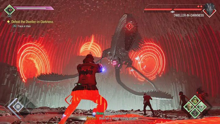 Jedną z najważniejszych podpowiedzi jest to, że powinniście przez całą bitwę unikać ataków mackami w wykonaniu bossa - Guardians of the Galaxy: Lokator Mroku (Dweller-In-Darkness) - jak pokonać? - Guardians of the Galaxy - poradnik do gry