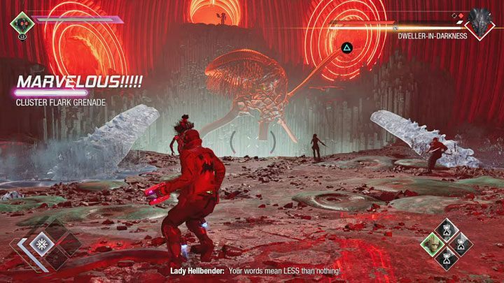 Niewielką różnicą jest to, że ikony przycisku do przecięcia osłabionej macki musicie tym razem szukać na odległej ścianie, nie tuż obok areny - Guardians of the Galaxy: Lokator Mroku (Dweller-In-Darkness) - jak pokonać? - Guardians of the Galaxy - poradnik do gry