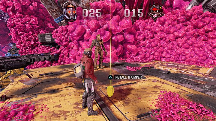 Dotrzyjcie do miejsca zainstalowania przenoszonego urządzenia (Thumper) - Guardians of the Galaxy: Prolog i rozdział 1 - solucja, opis przejścia - Guardians of the Galaxy - poradnik do gry