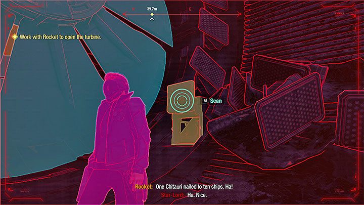 Po dotarciu do turbiny blokującej przejście musicie przetestować nowy rodzaj akcji - wysłanie Rocketa do szybu wentylacyjnego - Guardians of the Galaxy: Prolog i rozdział 1 - solucja, opis przejścia - Guardians of the Galaxy - poradnik do gry