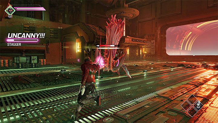 W następnej lokacji przebywa kolejny nowy potwór i odpali się tu samouczek z napełniania pasków oszołomienia (Stagger Bar) przeciwników - Guardians of the Galaxy: Prolog i rozdział 1 - solucja, opis przejścia - Guardians of the Galaxy - poradnik do gry