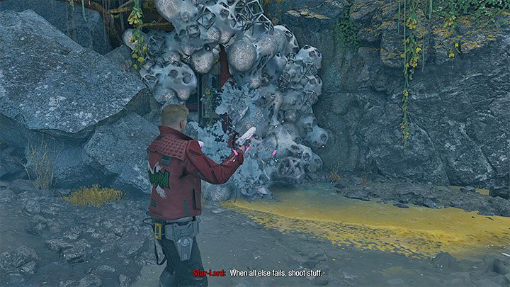 Po (zaplanowanym) spadnięciu i cut-scence rozpocznie się bitwa z potworami - Guardians of the Galaxy: Rozdział 3 - solucja, opis przejścia - Guardians of the Galaxy - poradnik do gry