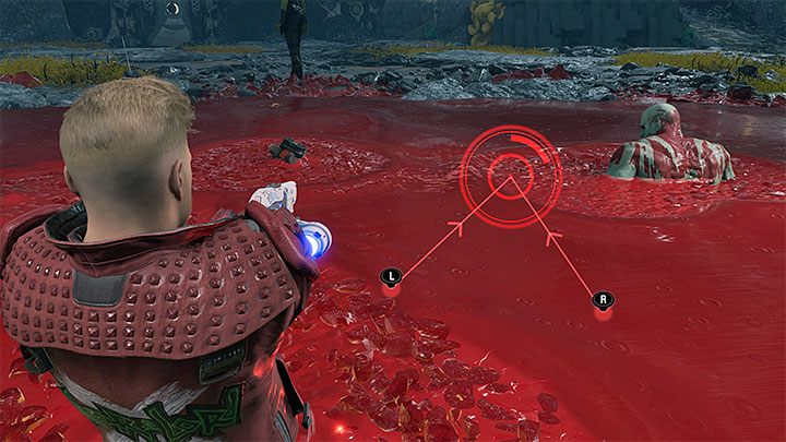 Szlam działa podobnie jak ruchome piaski i będziecie musieli odpowiednio zareagować żeby uchronić bohaterów przed śmiercią - Guardians of the Galaxy: Rozdział 3 - solucja, opis przejścia - Guardians of the Galaxy - poradnik do gry