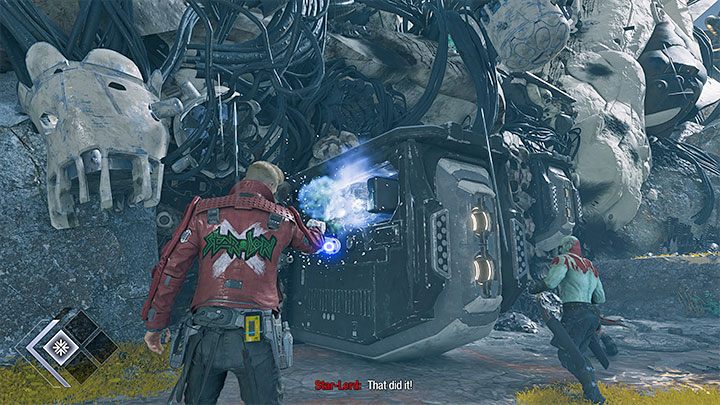 Po zabiciu potworów będziecie musieli rozwiązać większą zagadkę środowiskową i jej częścią jest używanie żywiołu lodu poza walką - Guardians of the Galaxy: Rozdział 3 - solucja, opis przejścia - Guardians of the Galaxy - poradnik do gry