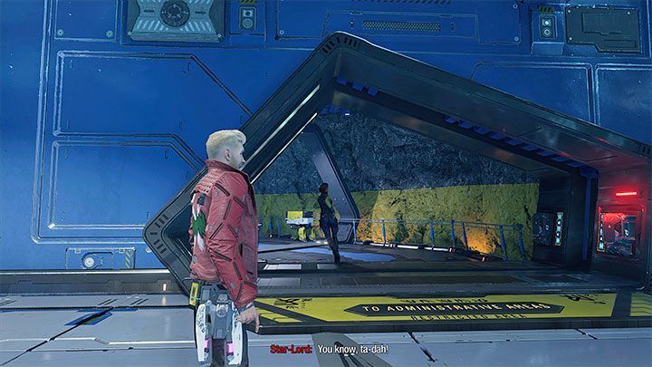 W ramach rozwiązywania zagadki musicie używac wizora do śledzenia przepływu prądu (obrazek 1) - Guardians of the Galaxy: Rozdział 5 - solucja, opis przejścia - Guardians of the Galaxy - poradnik do gry