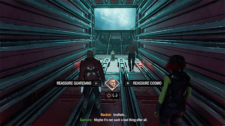 Po odzyskaniu kontroli nad Star-Lordem podążajcie za Kosmo idąc prosto - Guardians of the Galaxy: Rozdział 7 - solucja, opis przejścia - Guardians of the Galaxy - poradnik do gry
