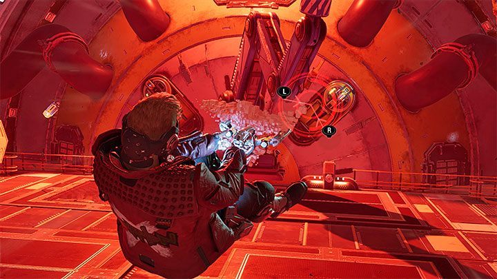 Podlećcie do generatora i wciśnijcie przycisk interakcji żeby go złapać - Guardians of the Galaxy: Rozdział 7 - solucja, opis przejścia - Guardians of the Galaxy - poradnik do gry