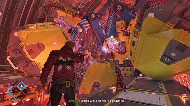 Gra odblokowała żywioł błyskawic (Lightning Shot) i dla przypomnienia pomiędzy żywiołami możecie przełączać się przyciskami na krzyżaku - Guardians of the Galaxy: Rozdział 7 - solucja, opis przejścia - Guardians of the Galaxy - poradnik do gry