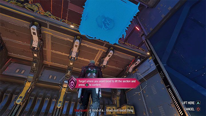 W tym samym pomieszczeniu ustawcie się na platformie z obrazka 1 - Guardians of the Galaxy: Rozdział 7 - solucja, opis przejścia - Guardians of the Galaxy - poradnik do gry