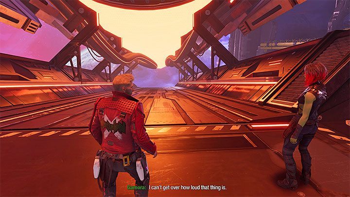 Po zakończonej przejażdżce zbliżcie się do kratki reaktora na jednej ze ścian szybu i poproście Draxa o przebicie się przez nią - Guardians of the Galaxy: Rozdział 7 - solucja, opis przejścia - Guardians of the Galaxy - poradnik do gry